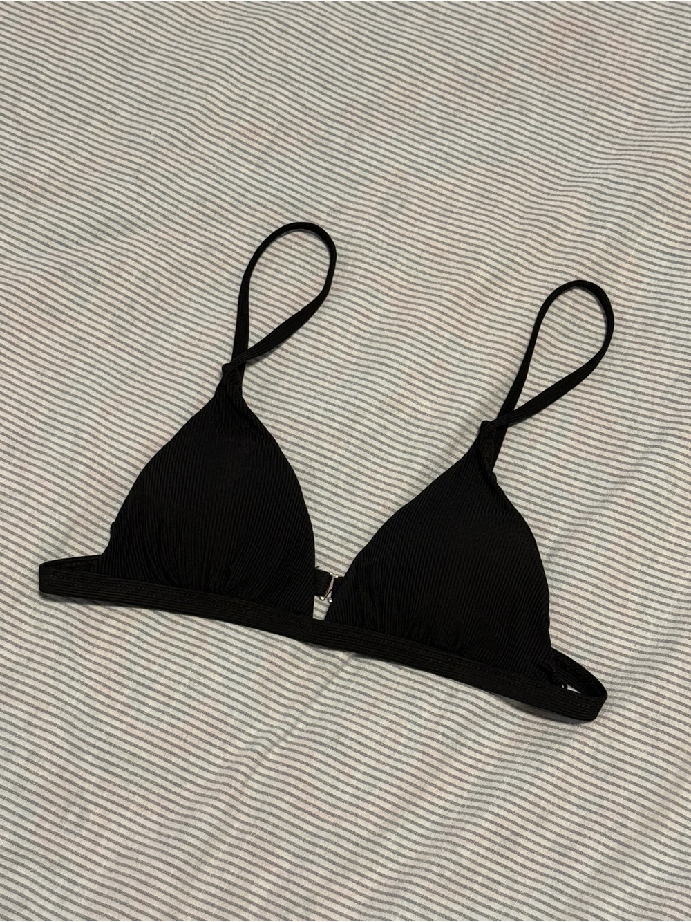 Brand New Black Ribbed Triangle Bralette